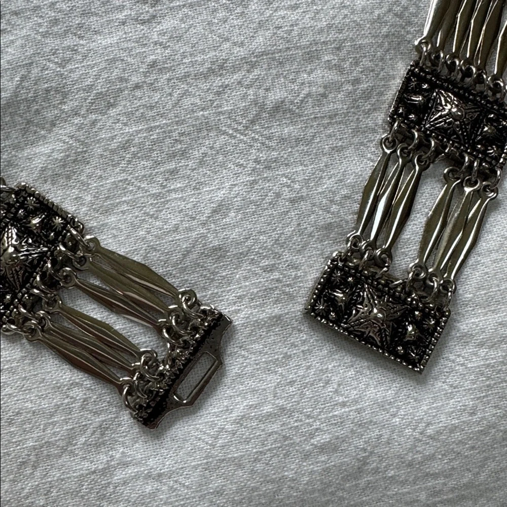 VINTAGE BELT HECHO MEXICO SILVER METAL SECTIONAL PANEL LINKS ARTICULATED 30 1/2”